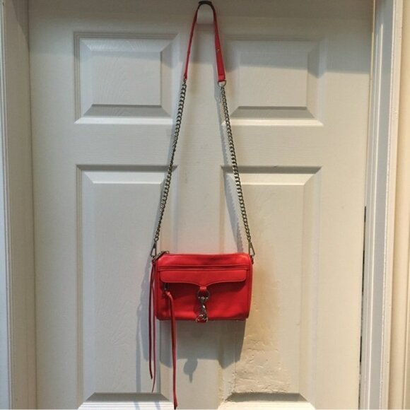 Rebecca Minkoff Red Leather Chain-link Crossbody Bag - Picture 2 of 9
